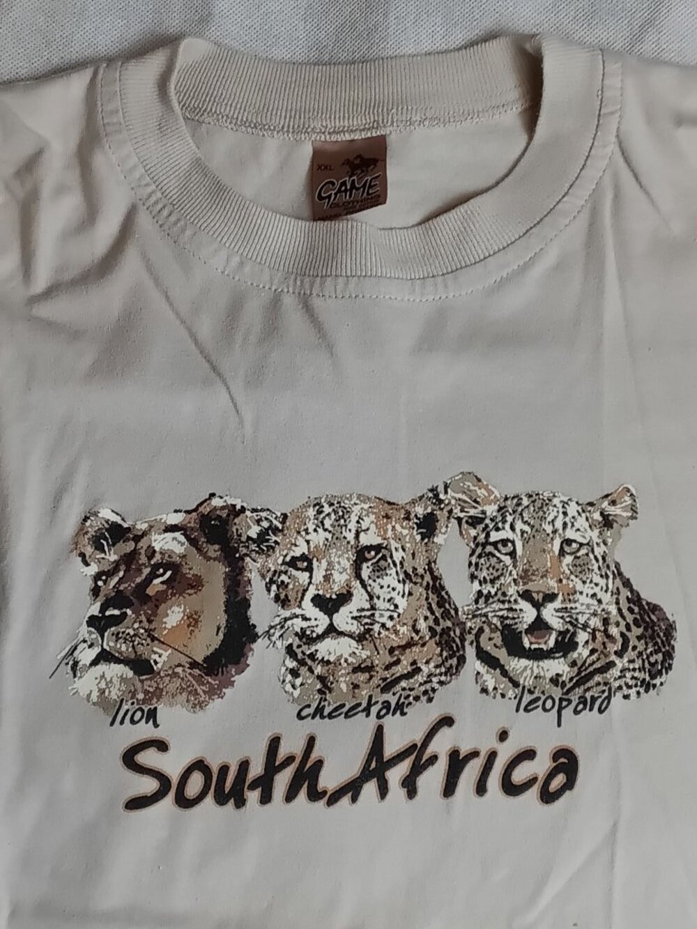 Vintage 90s South Africa Nature Animal T-Shirt GAME XXL Cheetah Lion Leopard